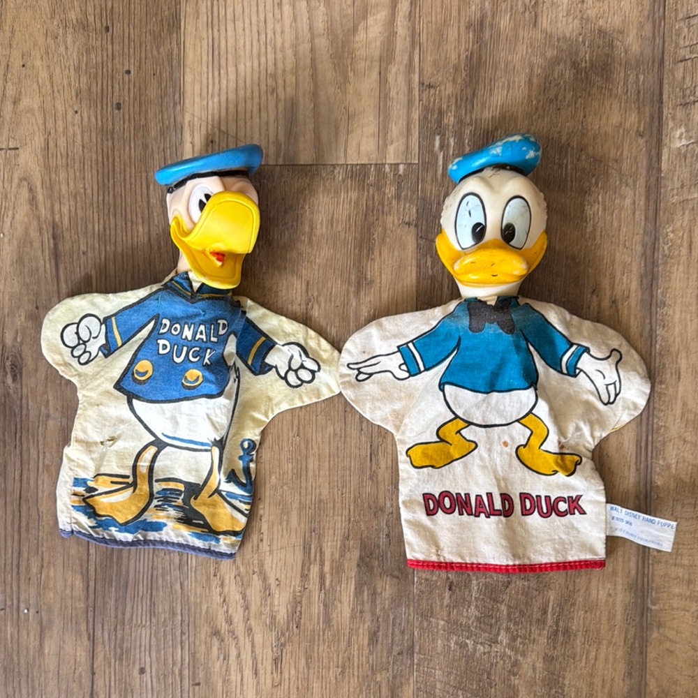 Set of 2 Vintage Donald Duck Puppets 1960s